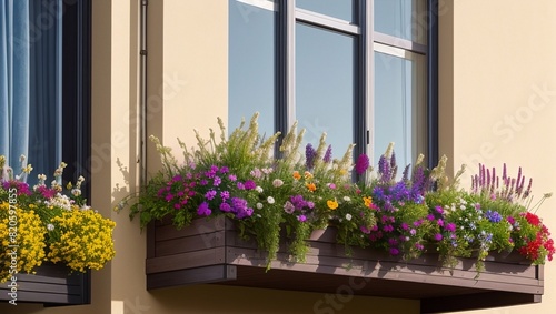 a window box with flowers