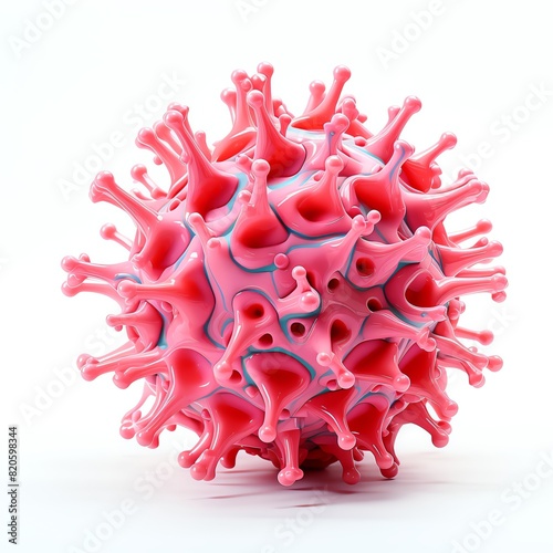 Helical Virus 3D of A virus with a helical structure, such as the Influenza virus, isolated on white background