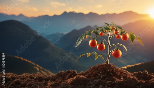 Close up of tomato bush growing out of the soil, nature wallpaper,tomato, plant, red, fruit, nature, food, garden, 