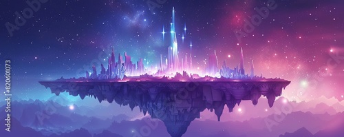 A celestial citadel floating amidst the stars, its crystalline spires reaching towards the heavens in an eternal quest for enlightenment. illustration.