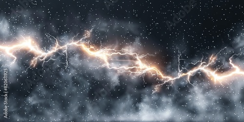 A flash of lightning and thunder spark on a transparent background. Modern lightning, electricity blast, or thunderbolt in the sky. Natural phenomenon of nerve cells or neural systems illustration