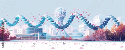 A research institute for gene therapy working on the treatment of genetic diseases. illustration.