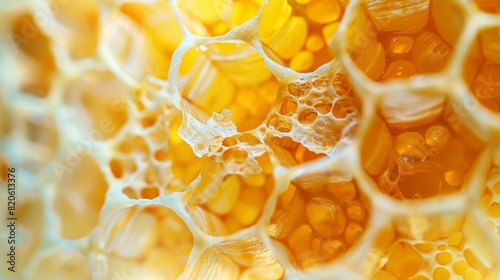 The image is of a honeycomb with a hole in it