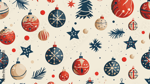 Vintage Christmas baubles pattern. Seamless background