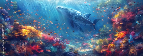 Underwater fantasy world, pastel colors, high detail, immersive