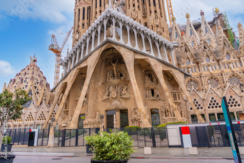 One of the beautiful doors of the Sagrada Familia Basilica in Barcelona, Spain.