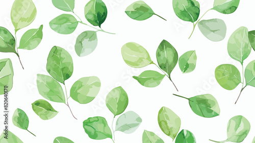 Seamless pattern of watercolor leaves for background
