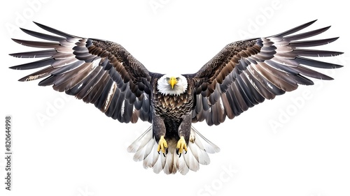  A powerful eagle mascot logo combination showcasing the grace and majesty of the bird of prey, captured with high-definition clarity to convey authority and determination.