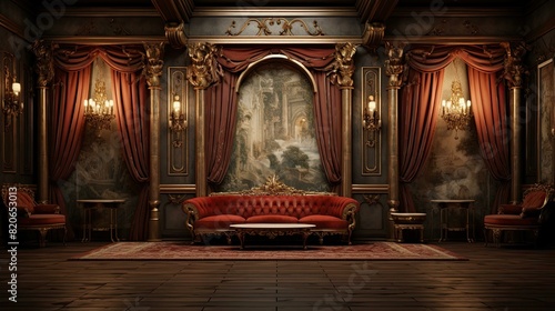 Interior of a luxury hotel. AI generated art illustration.