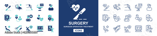 surgery operation icon vector set health disease treatment surgery tool signs hospital emergency surgeon illustration for web and app