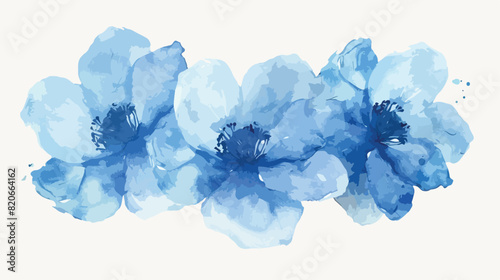 Watercolor blue flower with abstract for wedding birt