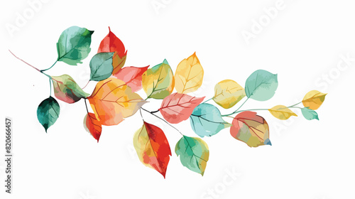 Watercolor fall leaves leaf separate autumn yellow or