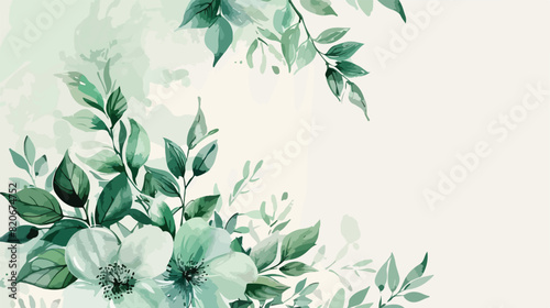 Watercolor green floral bouquet for background weddin