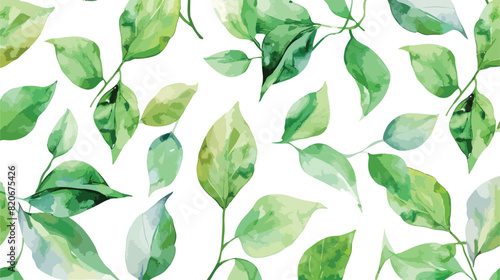 Watercolor green leaves pattern for background fabric