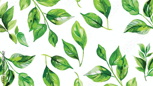 Watercolor green leaves pattern for background fabric