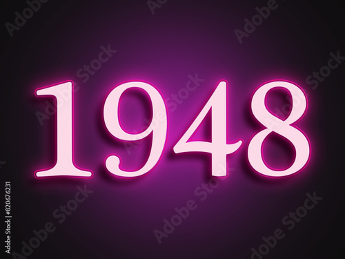 Pink glowing Neon light text effect of number 1948.