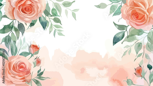 Watercolor peach rose flower arrangement for background
