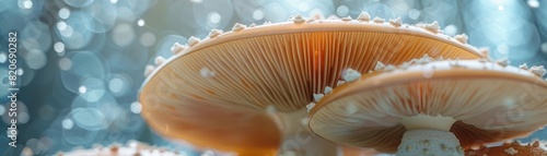 Hyperreal view of a mushrooms gills under the cap