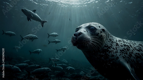 Seals as they hunt for fish in various oceanic environments, from kelp forests to coral reefs