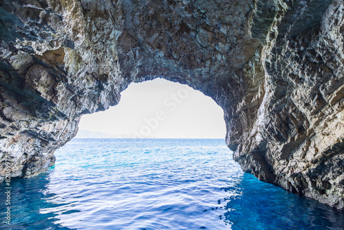 View from within the Blue caves, Zakynthos, Greece