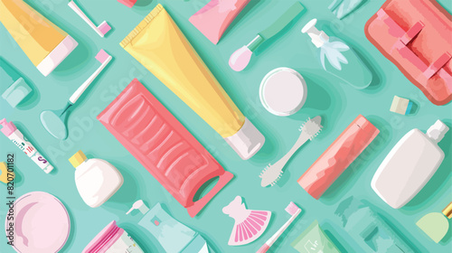 Collage of feminine hygiene products on color background