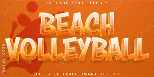 Cartoon Orange Beach Volleyball Vector Fully Editable Smart Object Text Effect
