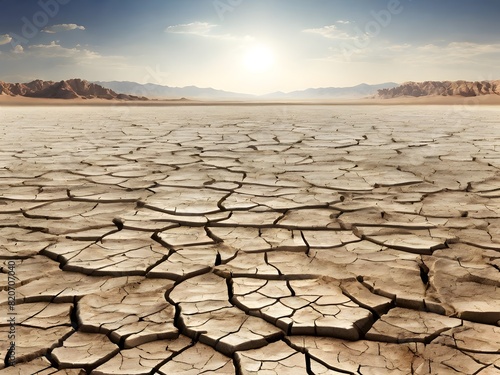 a desolate landscape devoid of water, with parched earth