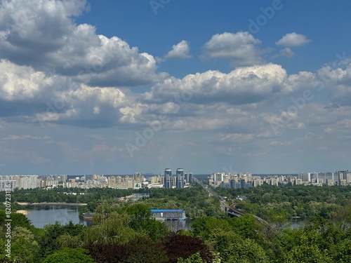 Ukraine Kyiv city view on the park and Dnieper river