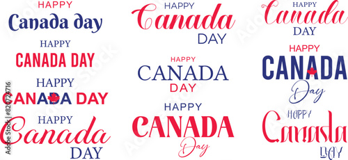 Canada Day, Canada Day Text, Social Media Poster, Happy Canada Day, Canada, Day, Banner, Flag, Red. Canada Day typography, on the 1st of July. Independence Day, maple. leave, calligraphy, typography, 
