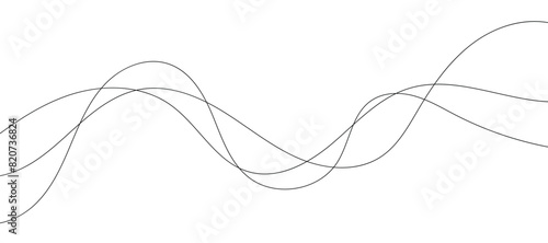 Wave lines vector illustration. Curve wave seamless pattern. Line art striped graphic template.