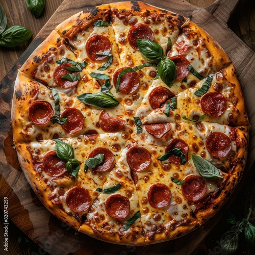 freshly baked cheese pepperoni pizza 