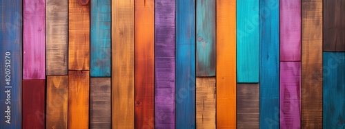 A vibrant background composed of vertically aligned wooden planks in various bright colors, creating a lively and artistic look..
