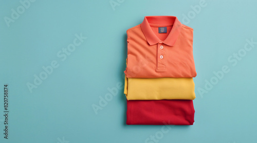 Folded polo shirt on light background