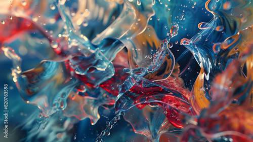 Abstract background of oil paint splashing on the water. Macro shot