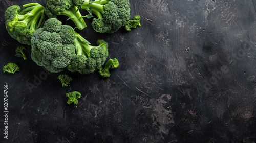 Fresh broccoli on dark background