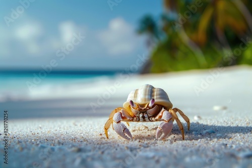 A crab with a shell on its back, perfect for nature designs