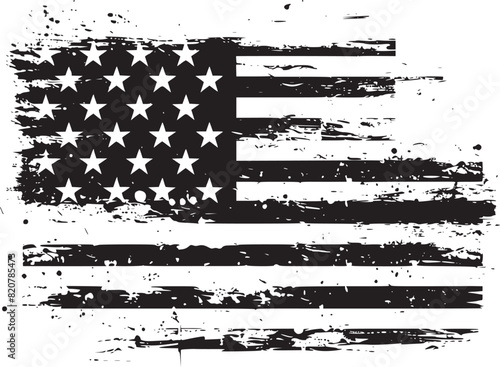 Black and white USA flags