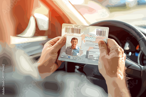USA Driver's License with Male Photo and QR Code