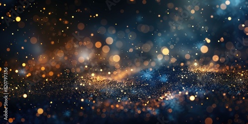 Abstract Golden and Blue Bokeh Lights Background
