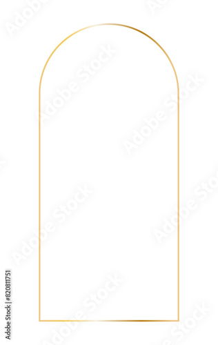 Golden arc long frame. Vector outline thin aesthetic geometric shine border for invitations design