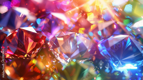 Colorful gemstones shimmering with light reflections