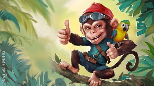 A monkey giving a thumbs up.