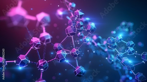 D of Crystalline Molecular Blueprint A Futuristic Laboratorys Bioluminescent Discovery