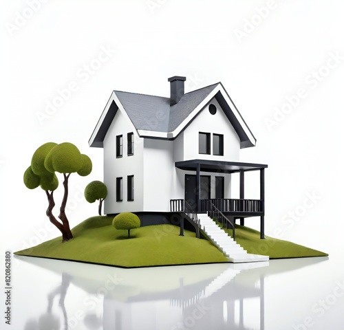 3d render of a house, architecture, vector, estate, illustration, real, roof, grass, cartoon