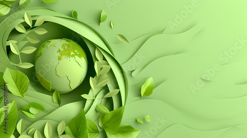Green background, earth day or environmental protection theme