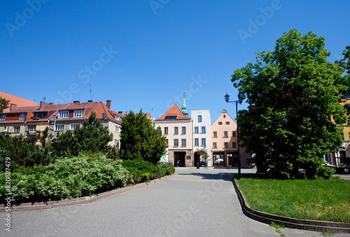 Zabytkowe kamienice, arkady, Toruń, Polska. Historic tenement houses, arcades