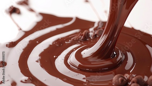 Liquid chocolate cascades smoothly, a decadent stream of indulgence.