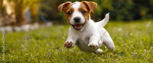 With Boundless Energy And Infectious Laughter, A Playful Pet Dog Puppy Romps Through The Grass, Its Joyful Exuberance A Testament To The Simple Pleasures Of Life'S Playful Moments