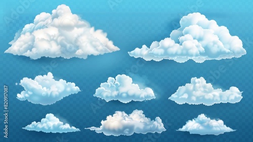 A fluffy cumulus cloud isolated on a transparent background. Concept of weather, meteorology, and climate.