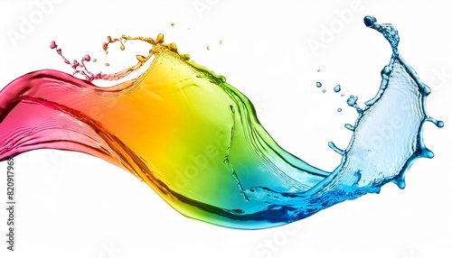 liquid fluently colorful color splash in rainbow colors isolated on white background